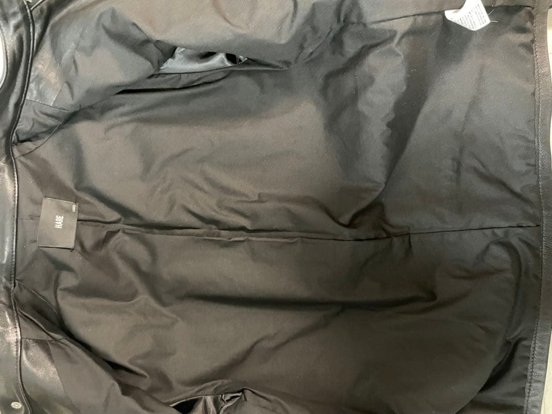 HARE ブラックレザーシングルライダースジャケット