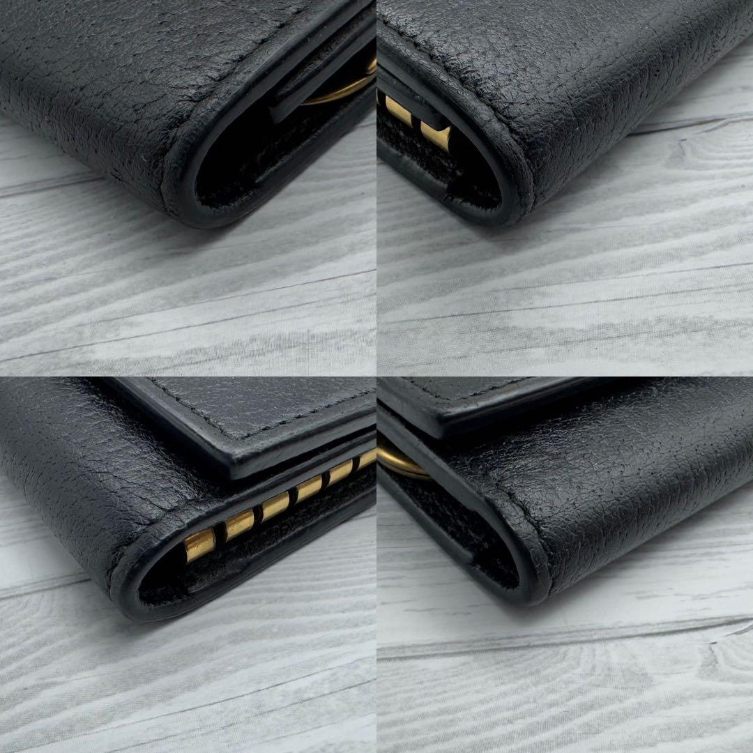 【美品】GUCCI　キーケース　6連 マーモント　GG　レザー　ブラック