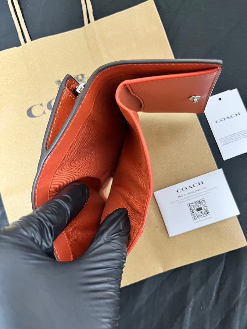COACH コーチ 折り財布 マイクロウォレット ミニ財布 オレンジ