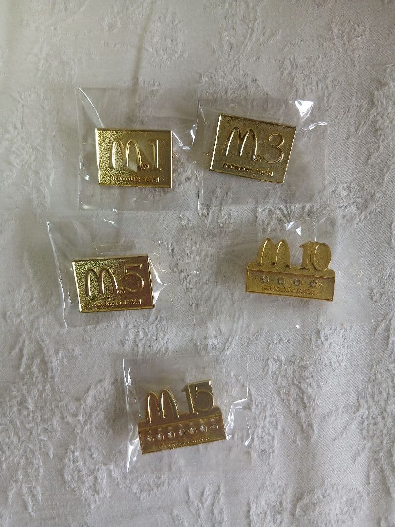 新品マクドナルド非売品 ピンバッジ 5個セットm1.m3.m5.m10.m15