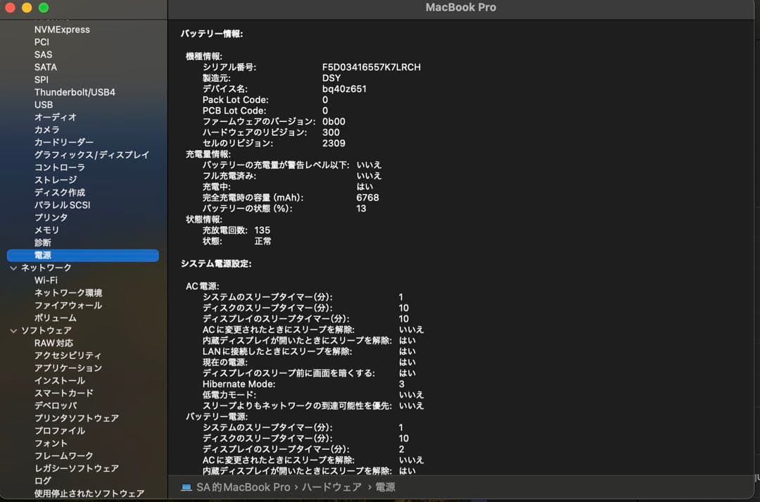 MacBook Pro 16インチ Core i7 16GB SSD512GB