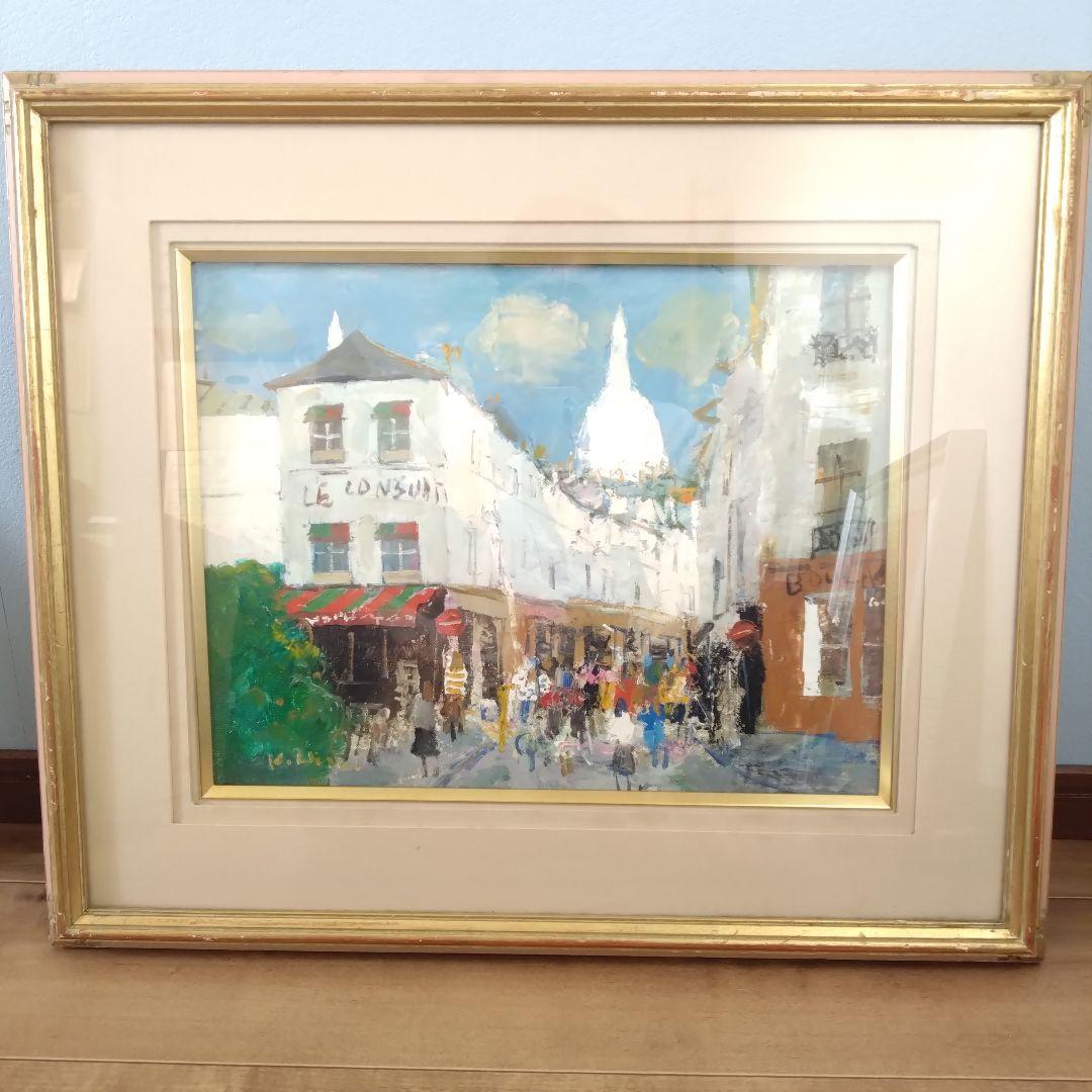 《値下げOK》F6号 油彩画 平井和夫 作 『モンマルトル』裏書・直筆サインあり