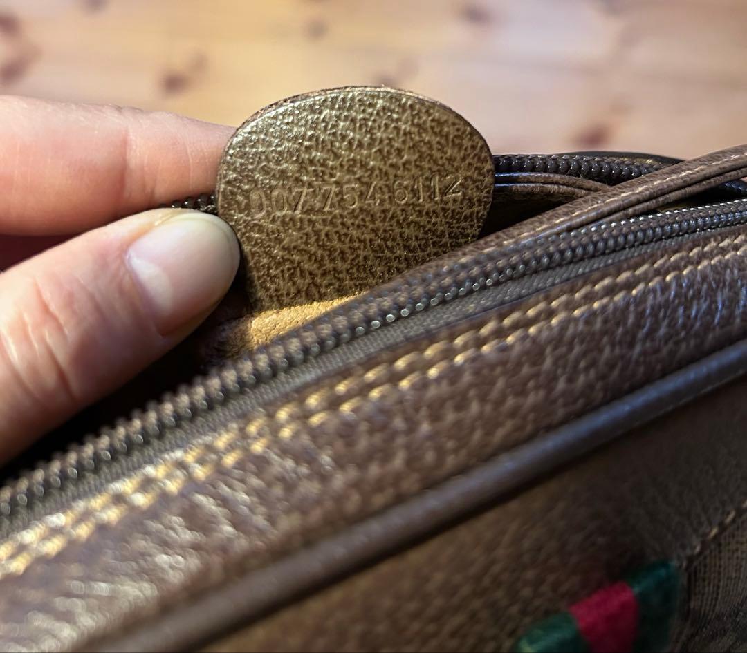 オールドグッチGGパターン シェリーライン　レザーショルダーバッグ