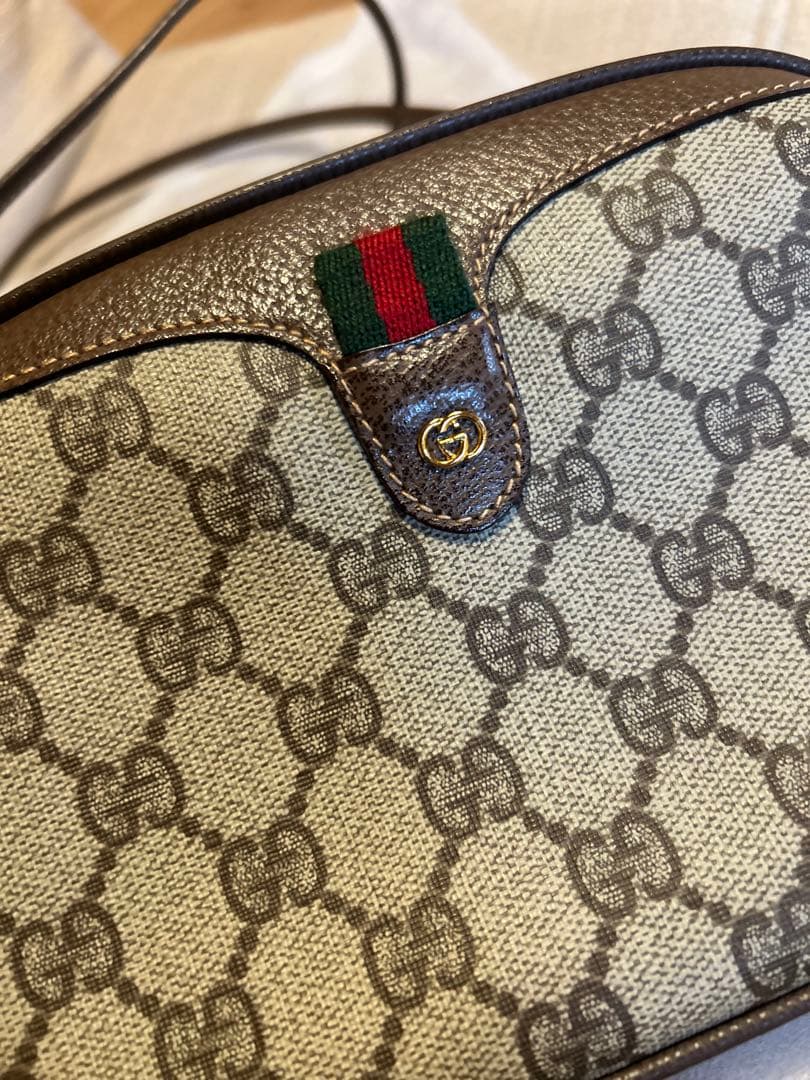 オールドグッチGGパターン シェリーライン　レザーショルダーバッグ