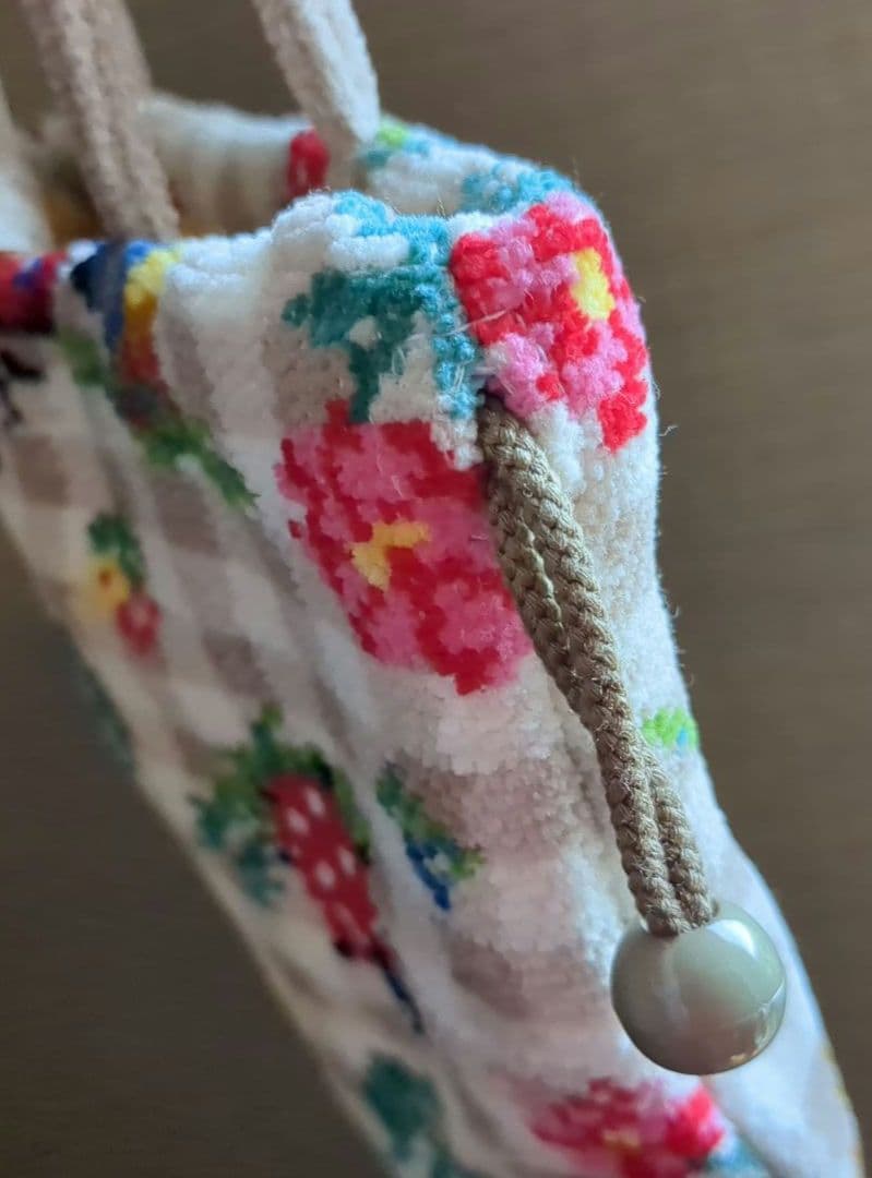 フェイラー ハイジ ハンドバッグ 巾着 チェック　ベージュ