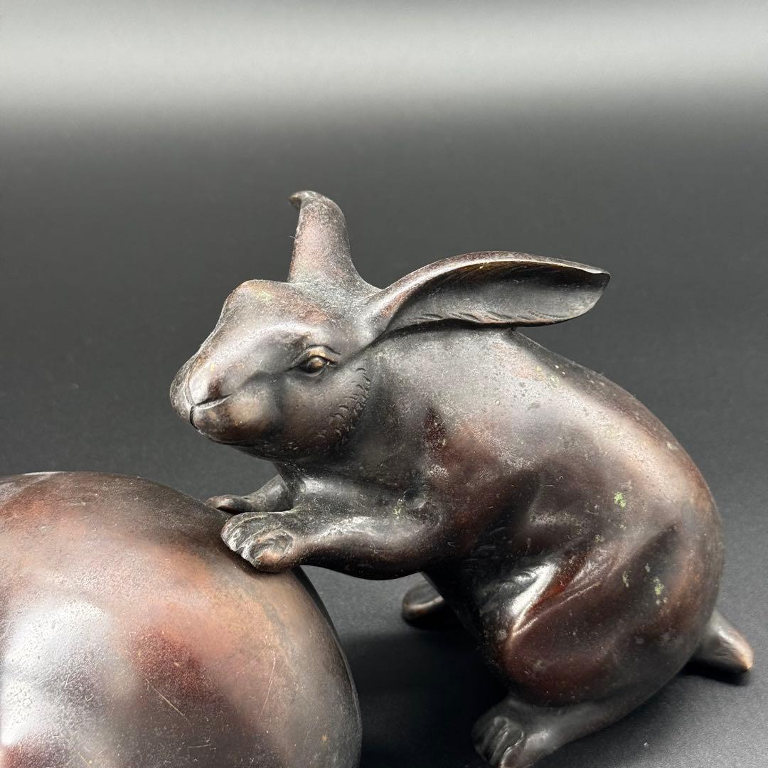 古銅　うさぎ　置物