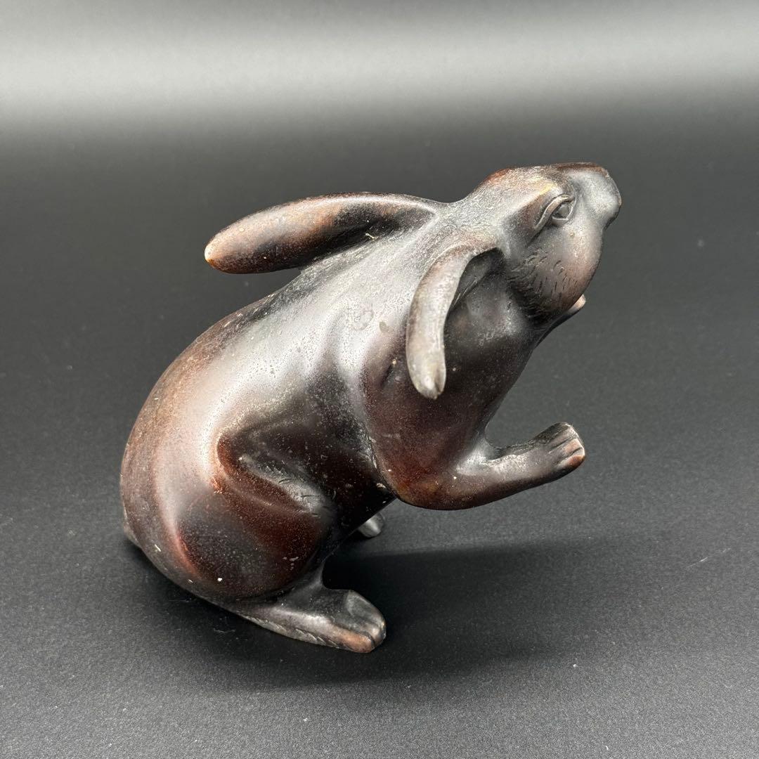 古銅　うさぎ　置物