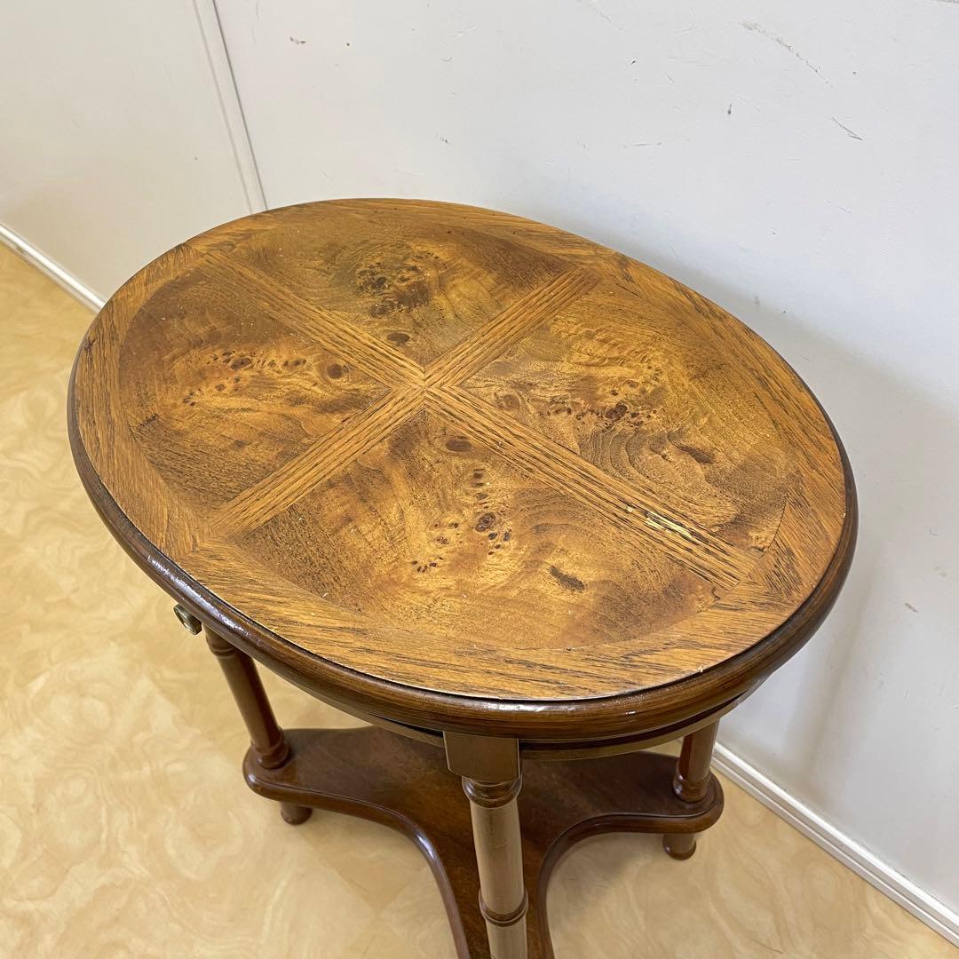 アンティーク調 サイドテーブル 花台 引き出し コンソール 飾り台 イタリア