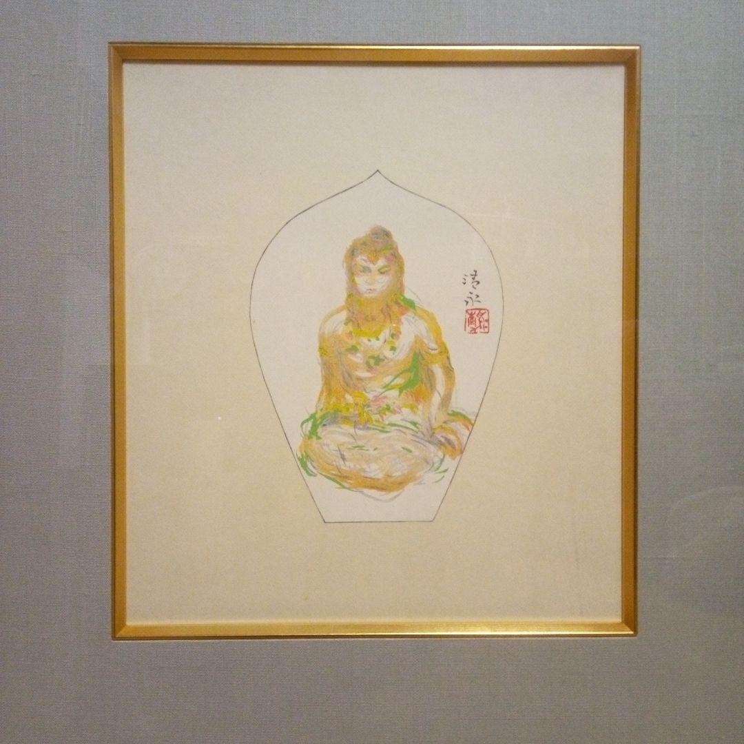 日本画　 仏像 　約25cm x 27cm