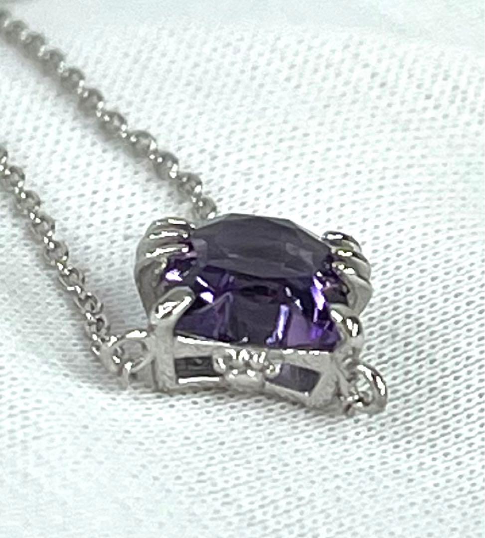 宝石ルース 『限定品！ネコちゃんネックレス！』天然アメジスト　チェーン付