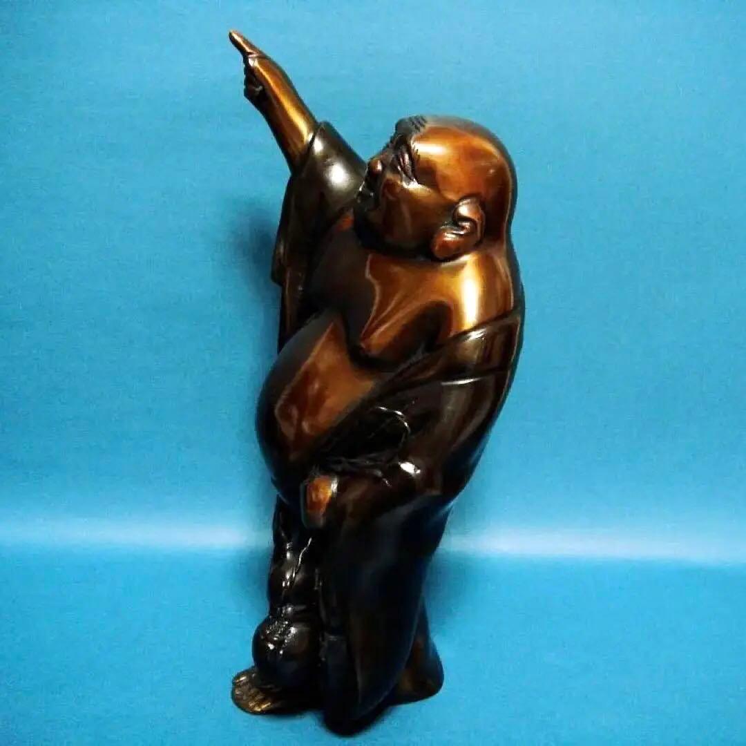 194『唐銅 指月 布袋像』　　/骨董品 古美術 古玩 アンティーク