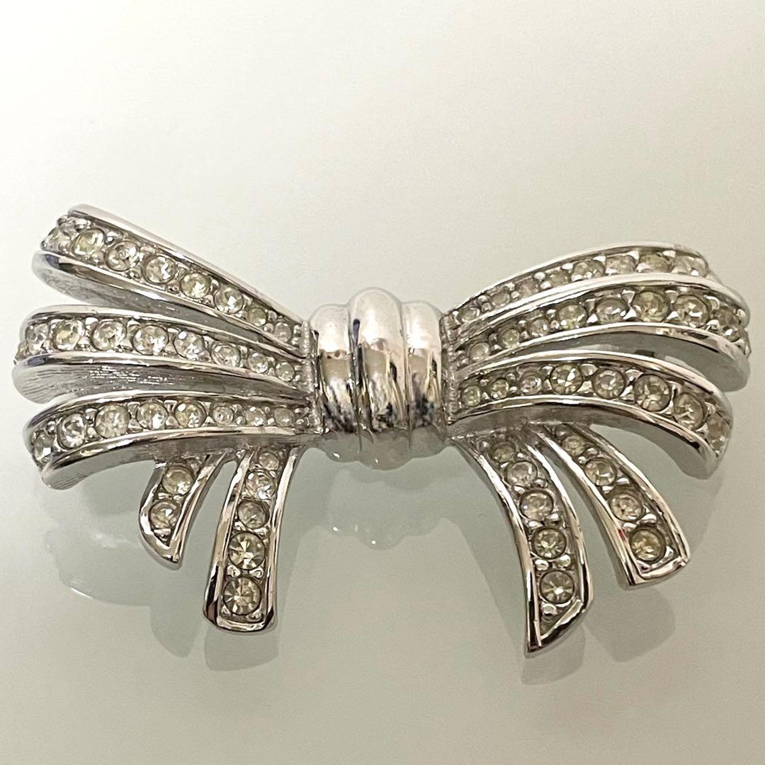 Burberrys バーバリー リボン ストーン装飾 ヴィンテージブローチ