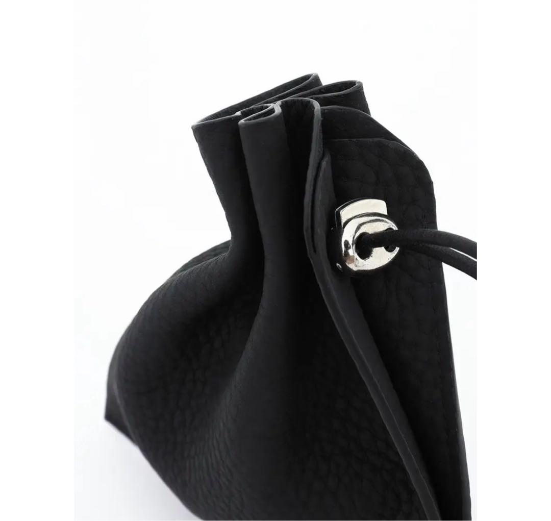 itti 黒レザーポーチ 巾着　ブラック