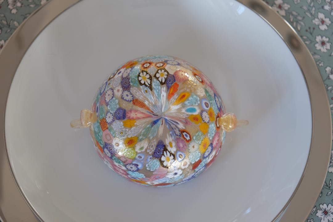 吹きガラス ミルフィオリ 検/プレート/民藝/ワイングラス/舩木倭帆/江波冨士子