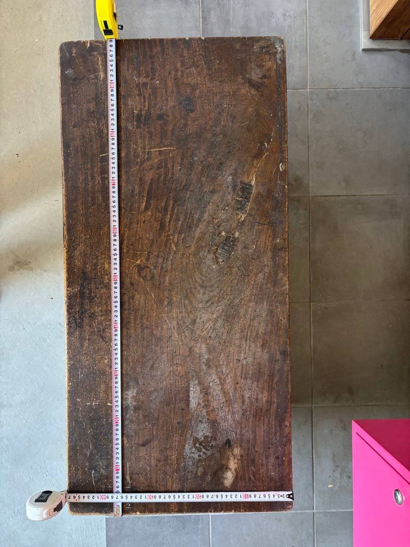 木製文机 ダークブラウン 2引き出し付き