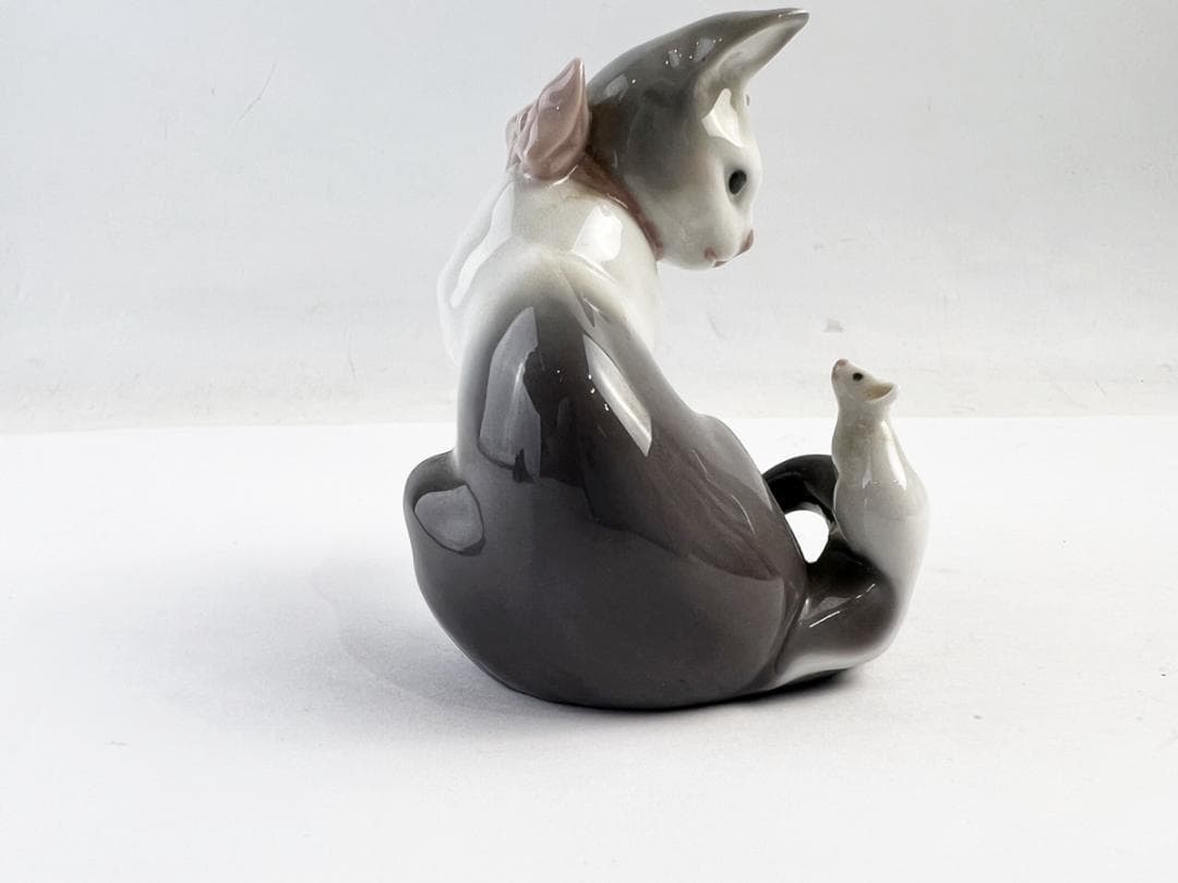 美品　LLADRO リヤドロ ネコとネズミ 陶器人形 フィギュリン インテリア