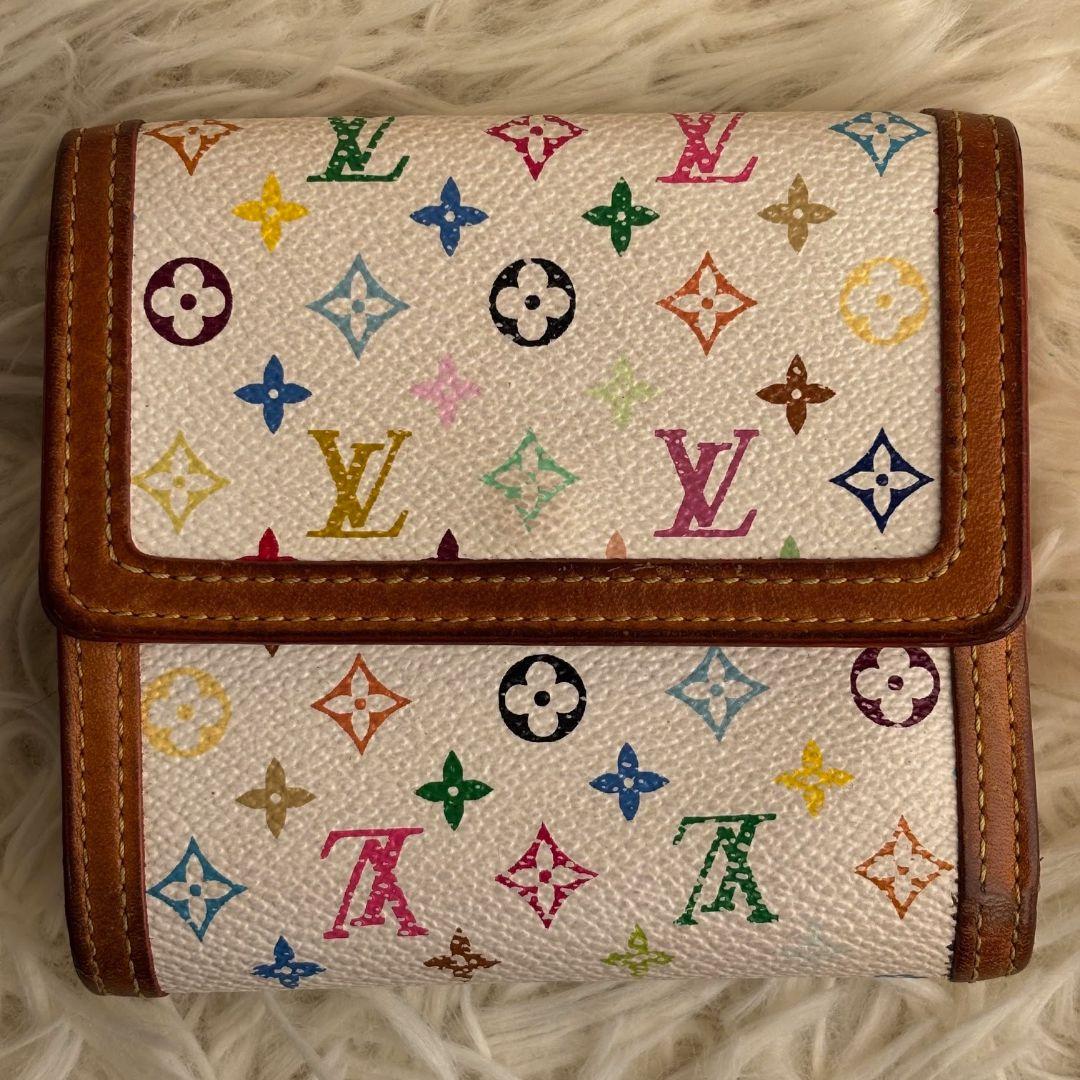 【激レア 美品】ルイヴィトン　三つ折り財布　マルチカラー　カルトクレディ　白系