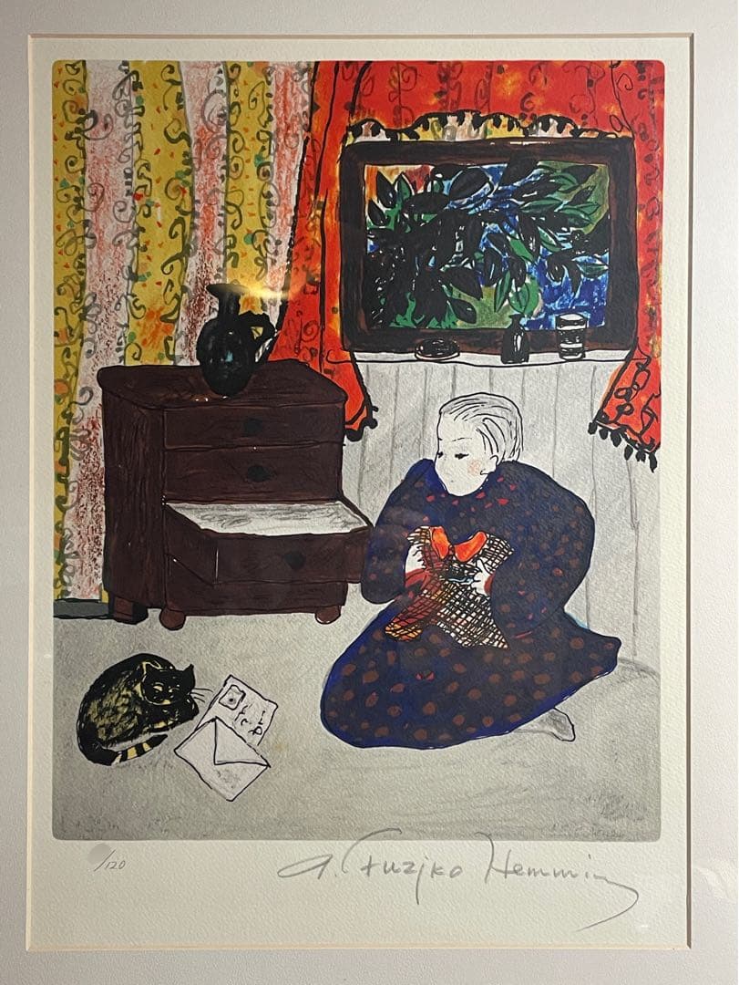 フジ子・ヘミング　シルクスクリーン　絵画　自筆サイン／エディション・奥付　フジコ