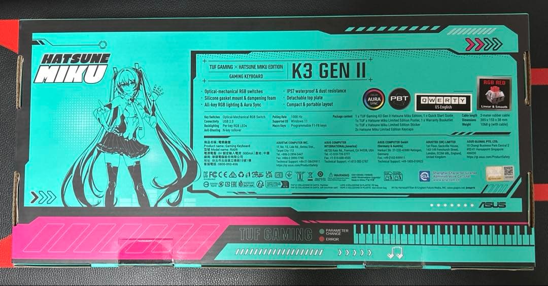 TUF Gaming Hatsune Miku Edition キーボード