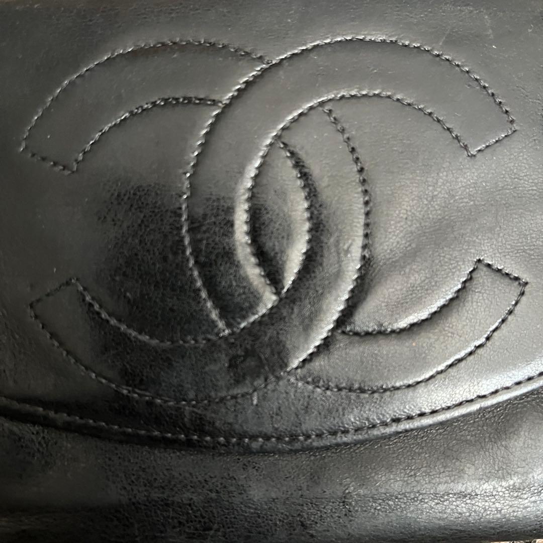 最終値下げCHANEL デカココマーク レザー 二つ折りブラック