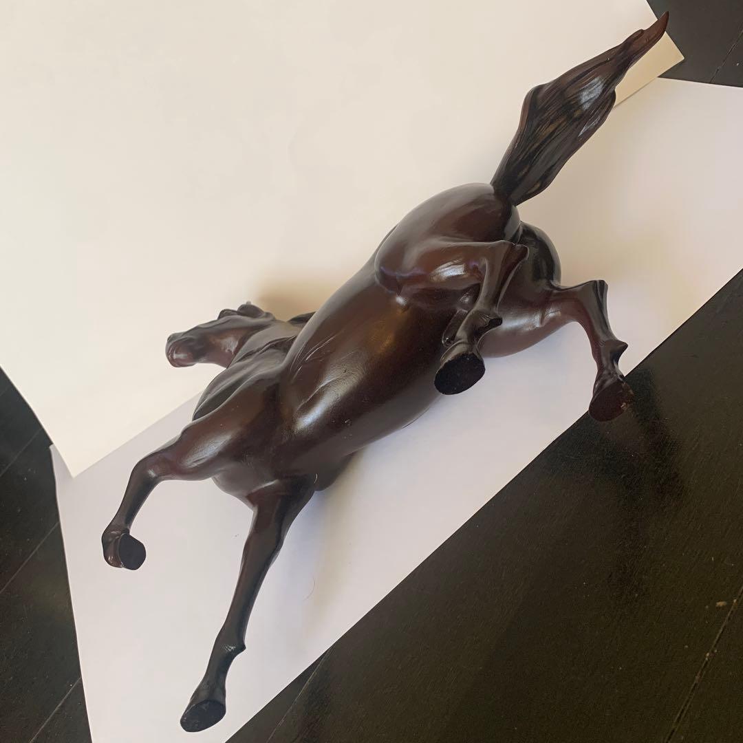 環水作　「若駒」　馬　駿馬　大きめ　高岡銅器　アンティーク　ダークブラウン　置物