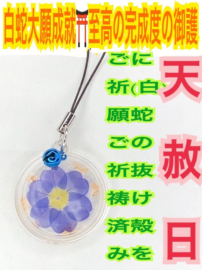 福招鈴✨パープル✨蛇の抜け殻✨第6チャクラ✨白蛇のお守り【天赦日ご祈祷済】紫AA