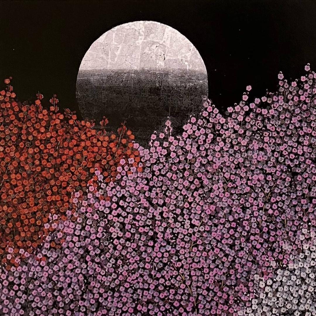 平松礼二、【路一月華】、希少な額装用画集より、新品額装付、状態良好