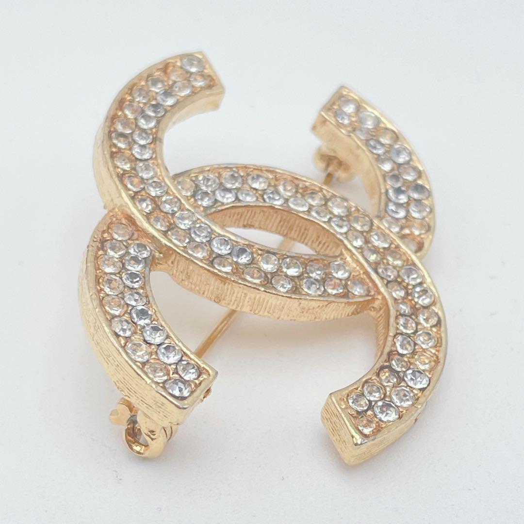 ✨️美品✨️ シャネル ココマーク ラインストーン ブローチ ゴールド 刻印有り