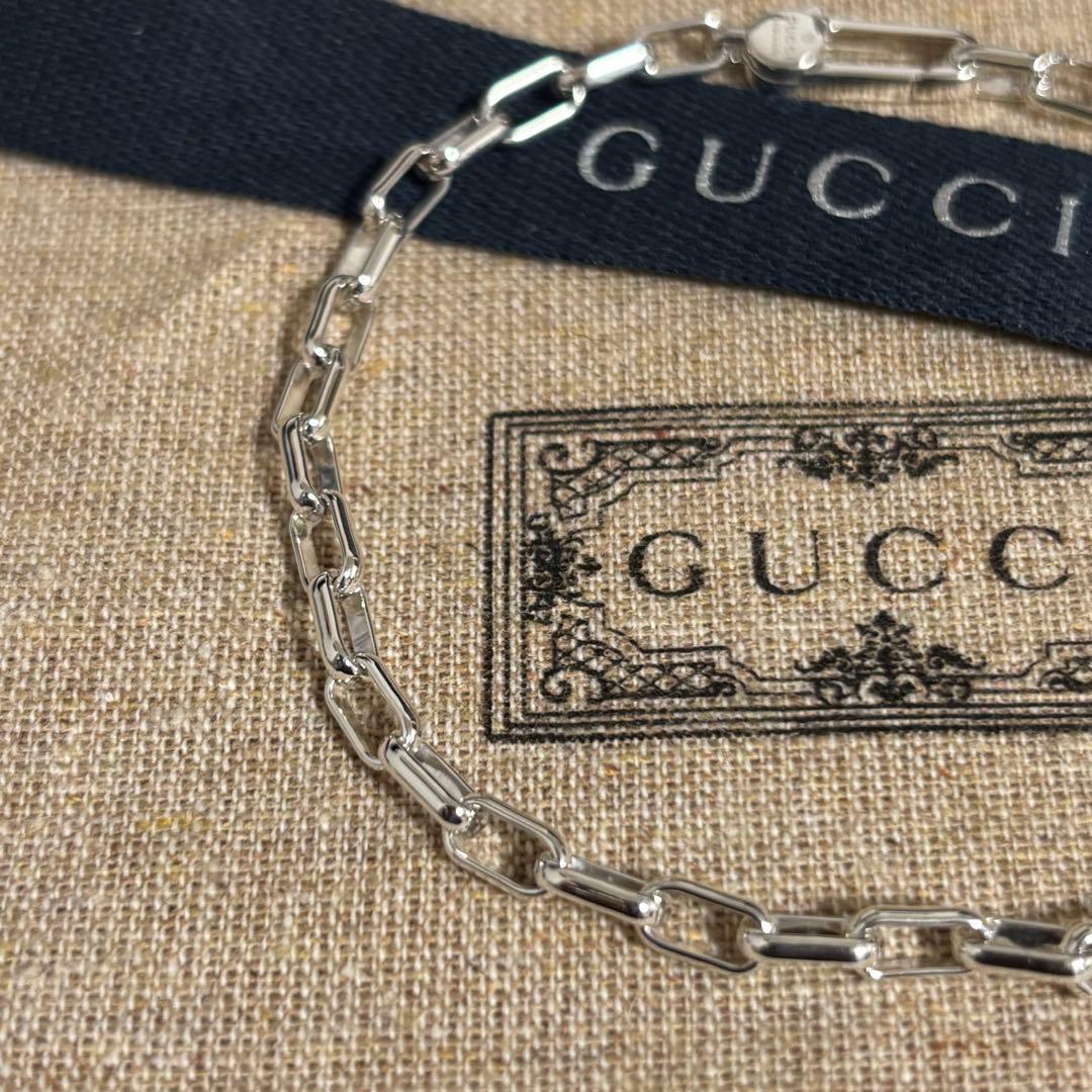 GUCCI 新品同様品　G刻印スクエアチェーンブレスレット　925 刻印19