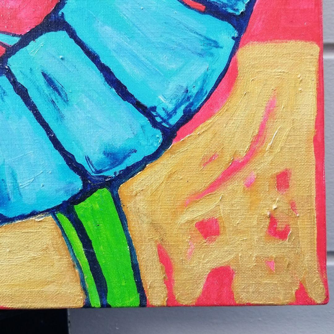 油絵　大きなあたまの植物　ユニークモダンアート 現代アート　大きめキャンバス