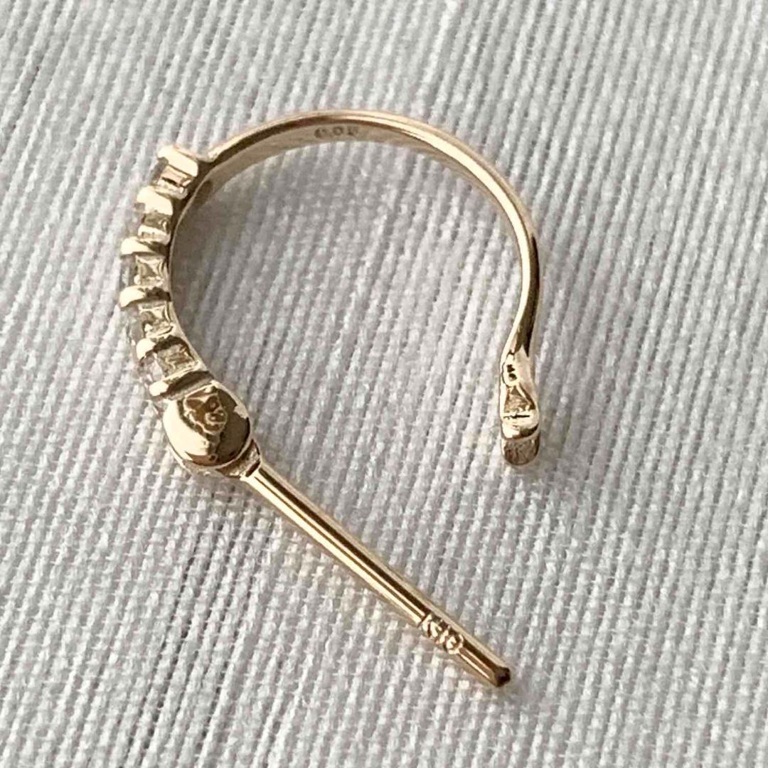 10金【天然ダイヤモンド ハーフエタニティピアス】イエローゴールド 新品！