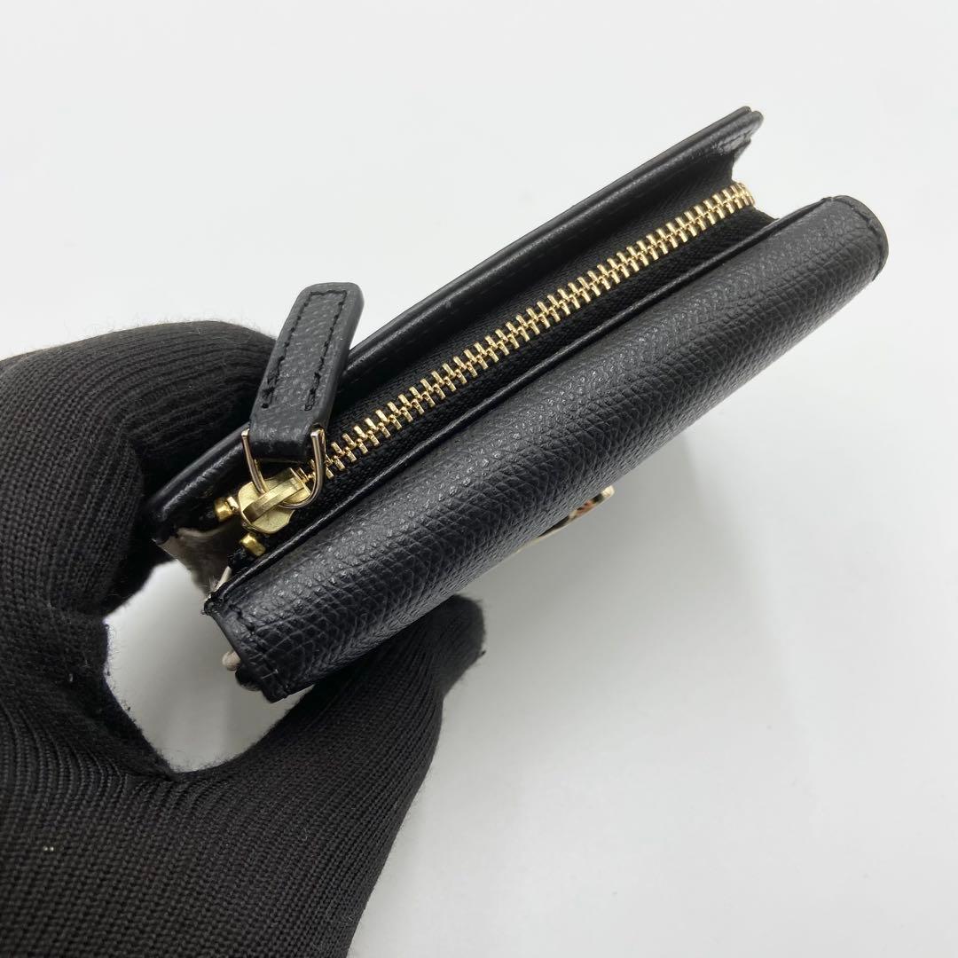 極美品　アニエスベー　折り財布　ロゴ金具　TAW05-01 レザー　ブラック