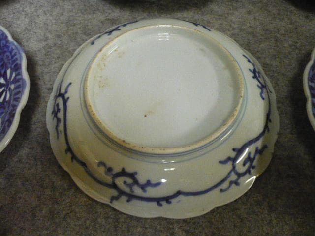 伊万里 風景図 染付 中皿 9枚 [B31421]