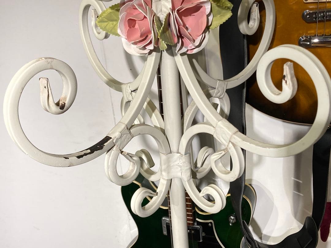 ポールスタンド ホワイト ピンク ローズ プリンセス ロココ調 アイアン 姫系