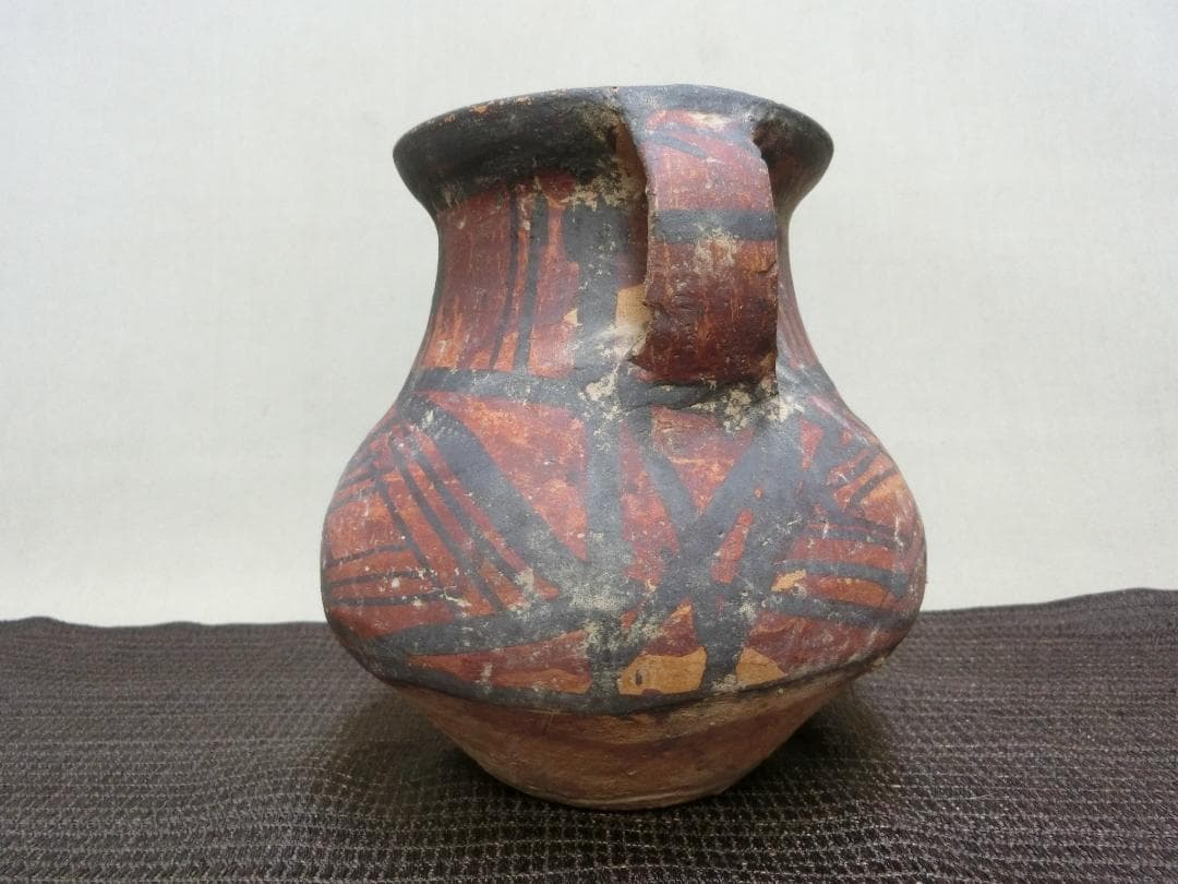 飾って！【アンダーソン　二耳壺　小壺　容器　色彩】★土器　歴史資料　鑑賞オブジェ