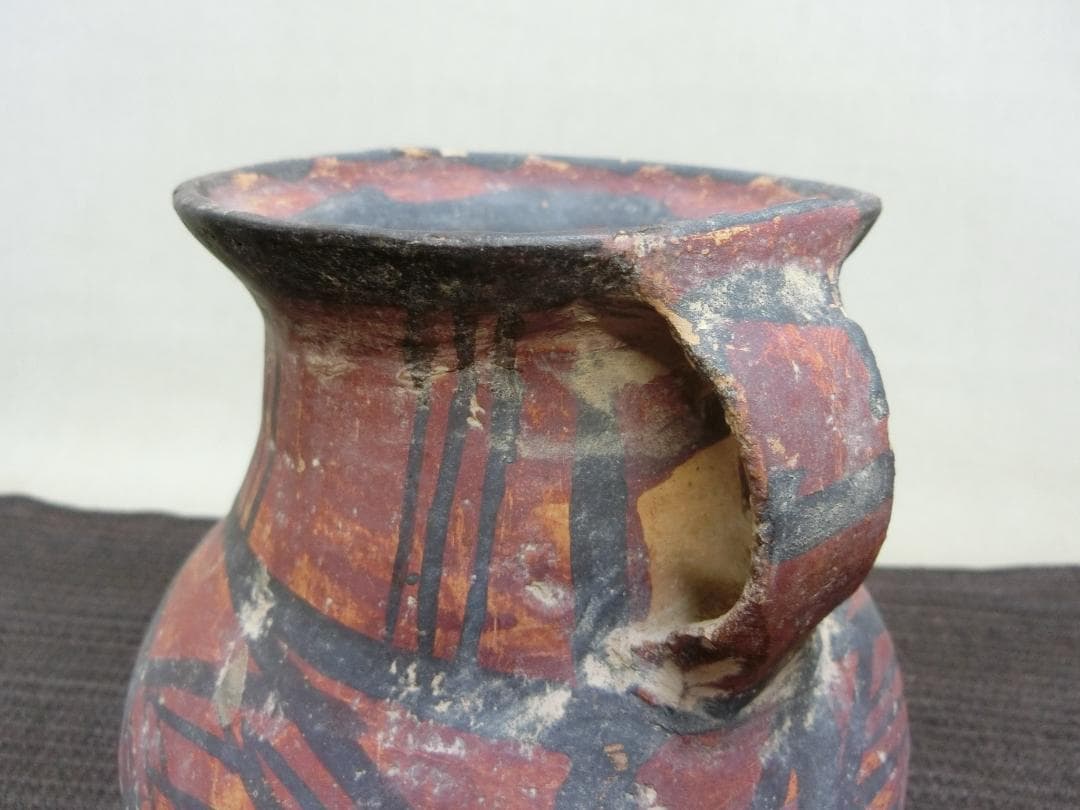 飾って！【アンダーソン　二耳壺　小壺　容器　色彩】★土器　歴史資料　鑑賞オブジェ