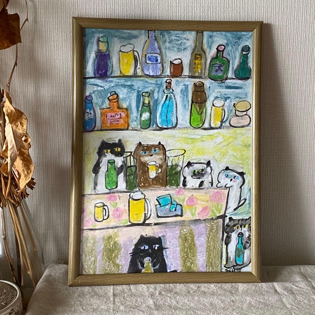 絵画。壁掛け絵原画手描き【楽しいビールパーティー】03