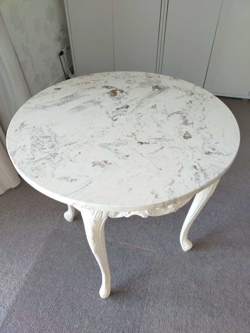 猫脚 イタリア アンティーク 大理石 ホワイトテーブル