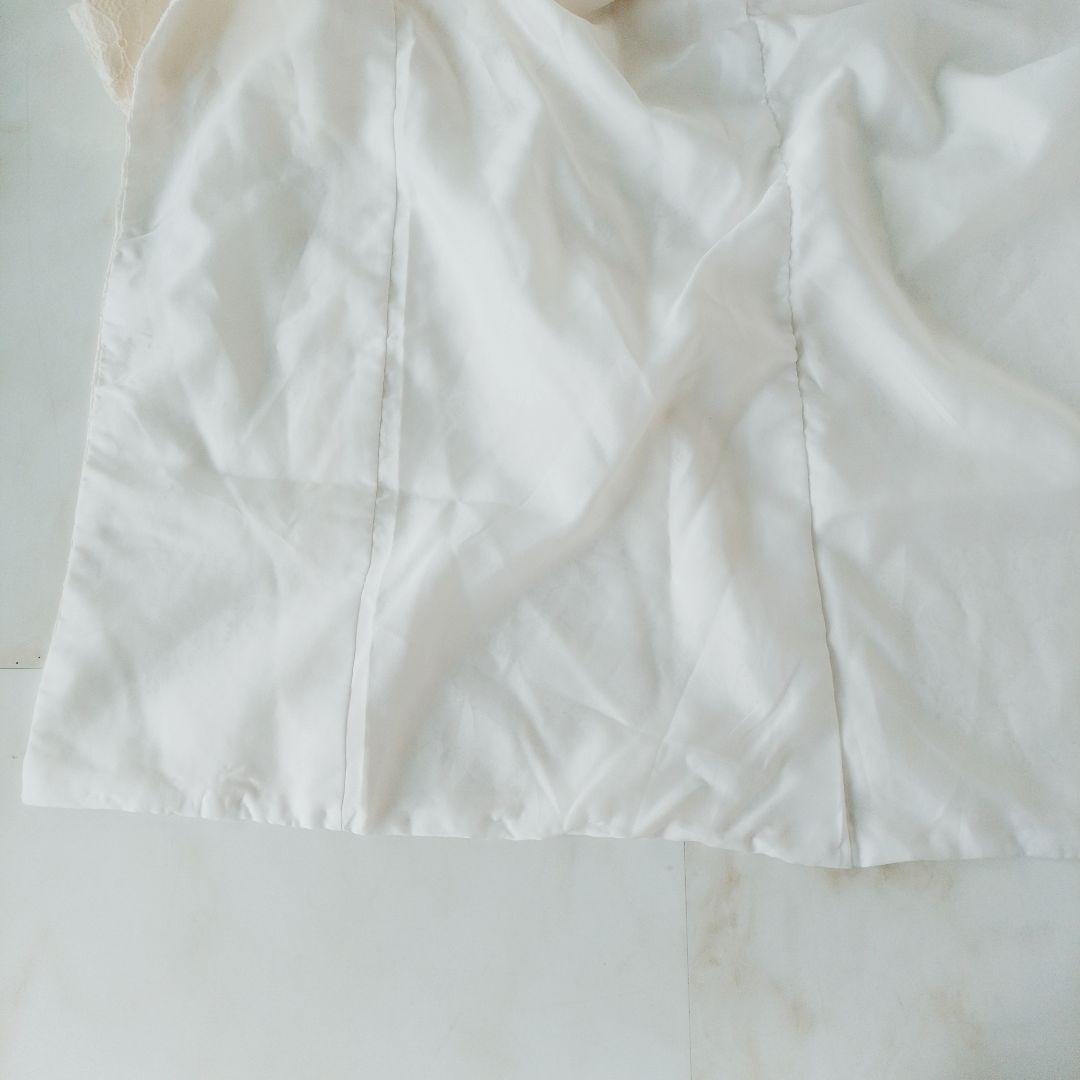 【試着のみ】ホワイトレース振袖 パールとフリルの重ね衿つき　成人式