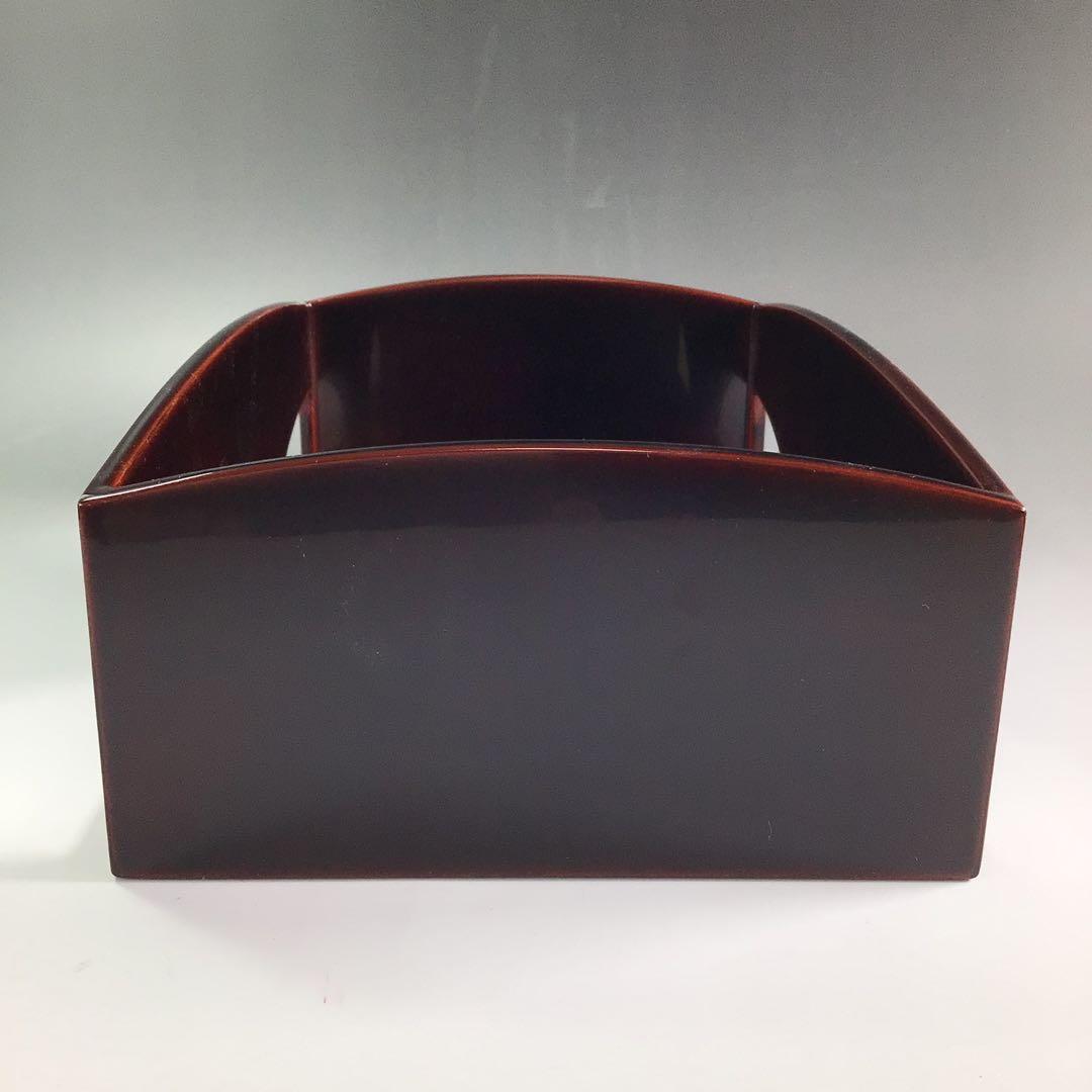 Ｐ９２１　莨盆　『鈴木松栄作』『溜塗』『而妙斎好』『独楽透し』　共箱　茶道具