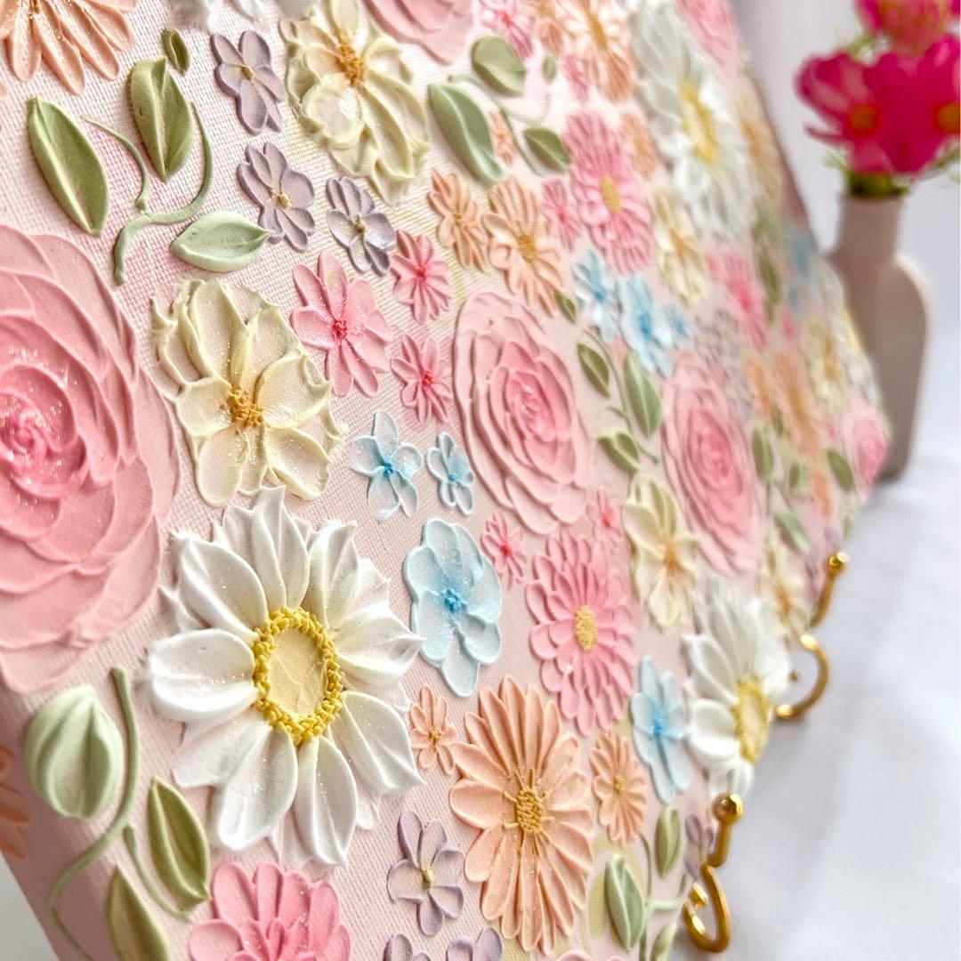 テクスチャーアート　絵画　インテリアアート　立体　花　絵　ボタニカルアート　現代