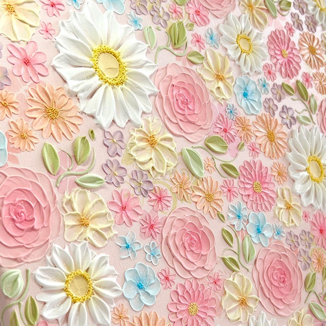 テクスチャーアート　絵画　インテリアアート　立体　花　絵　ボタニカルアート　現代