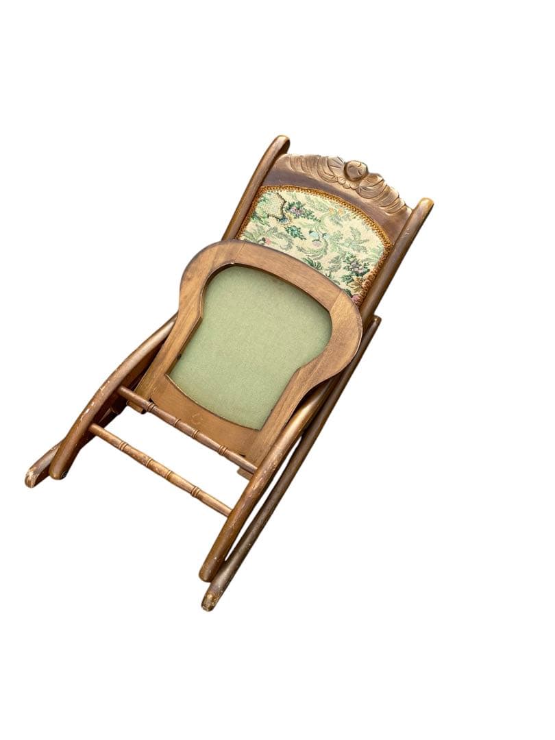 折りたたみロッキンチェア 送料込み ビンテージ アンティーク ゴブラン織