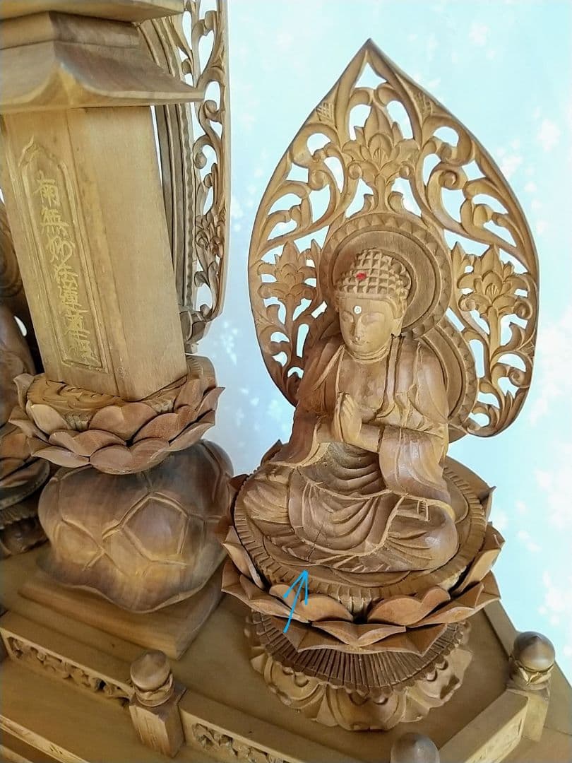 三宝尊 [大#81] 題目宝塔 釈迦如来坐像 多宝如来坐像 ◆白檀 木彫 仏像