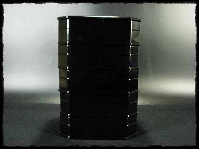 北村 葵春 真塗 縁高 黒真塗 菓子器 五段重箱 懐石 茶道具 共箱 f242