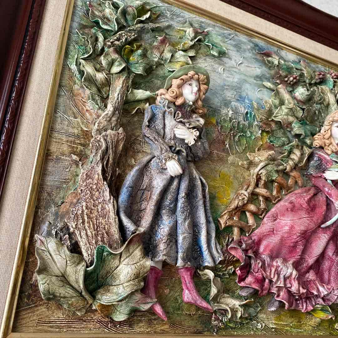 絵画 油絵　粘土細工　ロココ調