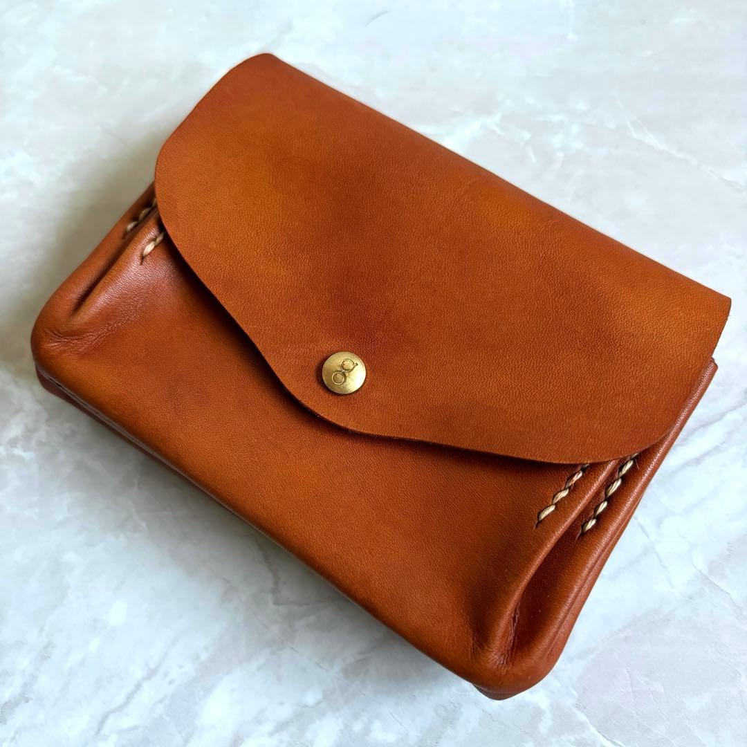 genten ゲンテン レザー折り財布 牛革 ブラウン 美品