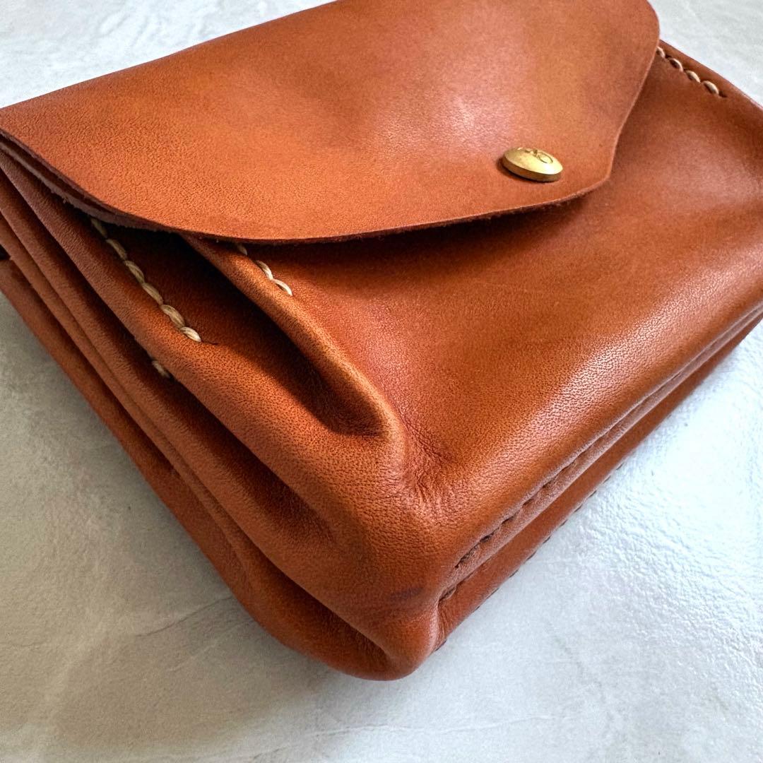 genten ゲンテン レザー折り財布 牛革 ブラウン 美品