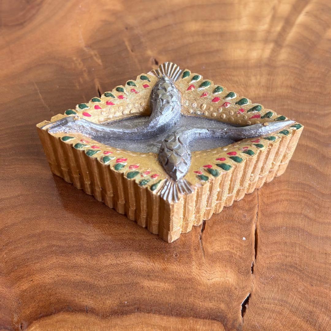 菱形香合 木製 作家物 錦の花 茶道具 共箱