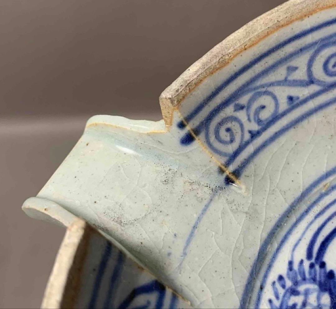 中国 染付鳳凰絵片口　f2250903